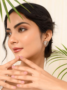 Voylla - Hawaii Monstera Statement Silver Studs