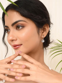 Voylla - Hawaii Hibiscus Huggee Silver Hoops