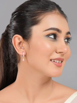 Voylla - Sparkling Elegance Teardrop And Round Cut Cz Casual Earrings