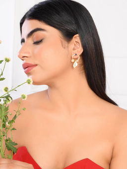 Voylla - Flower Fantasy Pure Elegance Pearl Petal Earrings