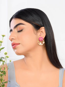 Voylla - Flower Fantasy Magenta Bloom Earrings