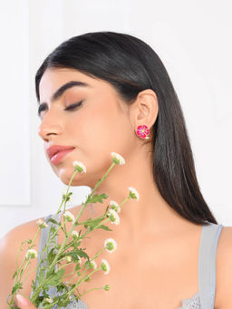 Voylla - Flower Fantasy Majestic Magenta Ear Studs