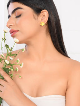 Voylla - Flower Fantasy Bright Yellow Ear Studs