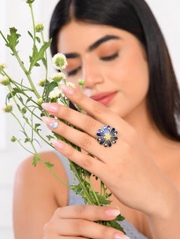 Voylla - Flower Fantasy Sapphire Blue Daisy Ring