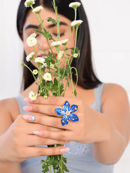 Voylla - Flower Fantasy Sapphire Blue Statement Ring