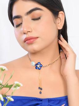 Voylla - Flower Fantasy Sapphire Bloom Choker Necklace