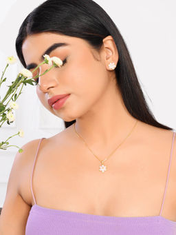 Voylla - Flower Fantasy Pastel Pink Jewlery Set