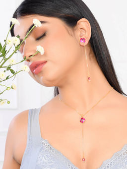 Voylla - Flower Fantasy Magenta Bloom Jewlery Set