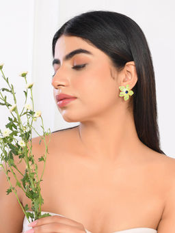 Voylla - Flower Fantasy Sage Green Spring Blossom Earrings