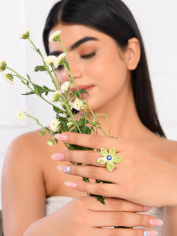Voylla - Flower Fantasy Sage Green Spring Blossom Ring
