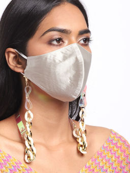 Blueberry - Mint Green 2 Ply Satin Resin Chain Mask (Pack of 2)