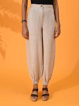 Maba India - Beige Linen Harem Pants