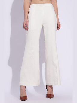 Maba India - White Cotton Canvas Bootcut Pants