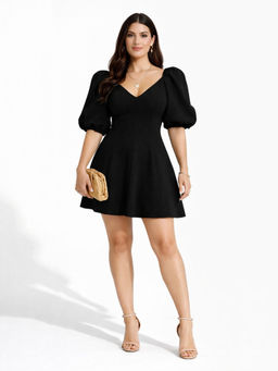 Backup Studio - Elara Black Puff Dress