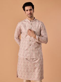 Manyavar - Men's Dusty Pink Elegance Nehru Jacket with Pocket Pin