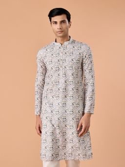 Manyavar - Timeless Elegance Cream Printed Kurta for Men
