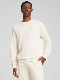 Puma - Men Off White Essentials Elevated Men Cotton Crew Sweatshirt