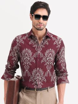 Rare Rabbit - Men Red Cotton Collar Neck Shirt