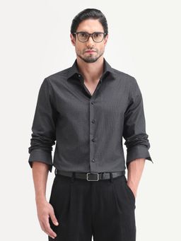 Rare Rabbit - Men Black Cotton Collar Neck Shirt