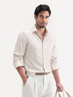 Rare Rabbit - Men Beige Polyester Blend Collar Neck Shirt