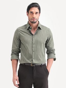 Rare Rabbit - Men Green Cotton Collar Neck Shirt