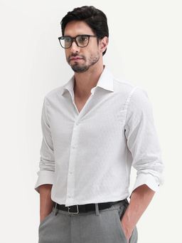 Rare Rabbit - Men White Cotton Collar Neck Shirt