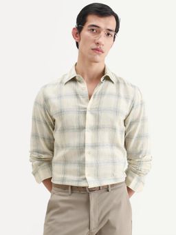 Rare Rabbit - Men Yellow Linen Blend Collar Neck Shirt