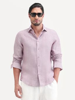Rare Rabbit - Men Pink Linen Collar Neck Shirt