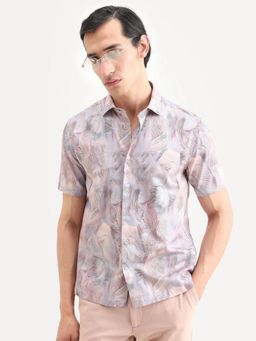 Rare Rabbit - Men Purple Cotton Collar Neck Shirt