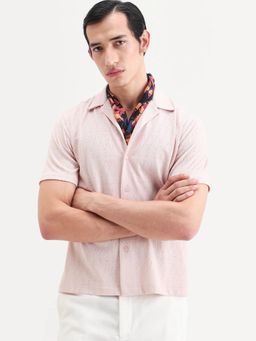 Rare Rabbit - Men Pink Cotton Blend Collar Neck Shirt
