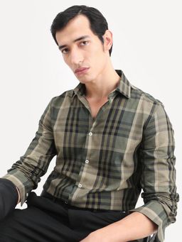 Rare Rabbit - Men Green Cotton Collar Neck Shirt