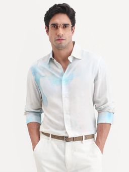 Rare Rabbit - Men White Viscose Collar Neck Shirt