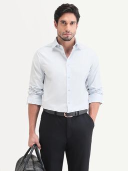 Rare Rabbit - Men Blue Cotton Blend Collar Neck Shirt