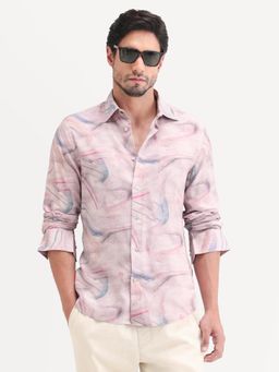 Rare Rabbit - Men Pink Viscose Collar Neck Shirt