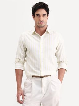 Rare Rabbit - Men Beige Cotton Collar Neck Shirt