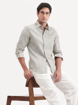 Rare Rabbit - Men Khaki Polyester Blend Collar Neck Shirt