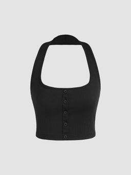 Cider - Button Up Halter Crop Top