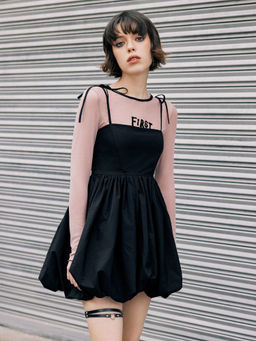 Cider - Solid Ruffle Knotted Mini Dress