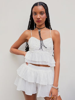 Cider - Lace Ruffle Cami Crop Top