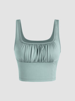 Cider - Solid Ruched Cami Crop Top