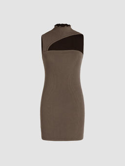 Cider - Asymmetrical Lettuce Trim Mini Dress