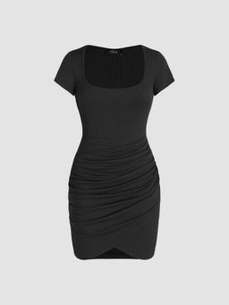 Cider - Square Neck Ruched Mini Dress