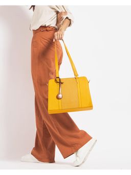 Chumbak - Yellow Solid-Plain Handbag with Detachable Strap