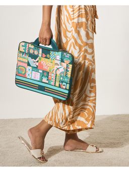 Chumbak - Teal Printed Laptop Sleeve