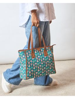Chumbak - Teal Printed Tote Bag