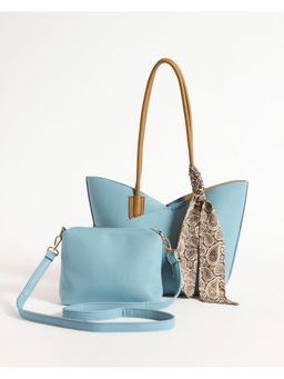 Chumbak - Blue Textured Tote Bag and Sling Bag