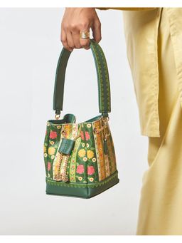 Chumbak - Green Printed Bucket Bag with Detachable Strap