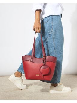 Chumbak - Red Colorblock Tote Bag with Pouch