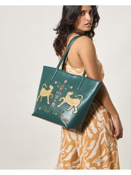 Chumbak - Green Embroidered Tote Bag
