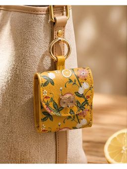 Chumbak - Mustard Printed Air Pod Case Pouch